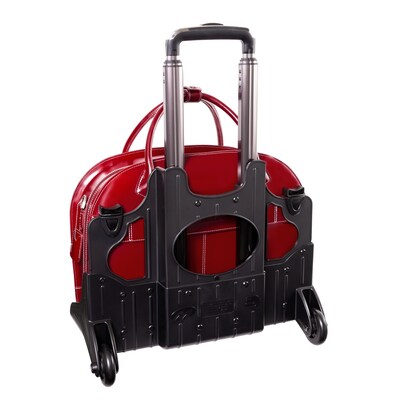 McKlein W Series Laptop Rolling Briefcase, Red Leather (94366)