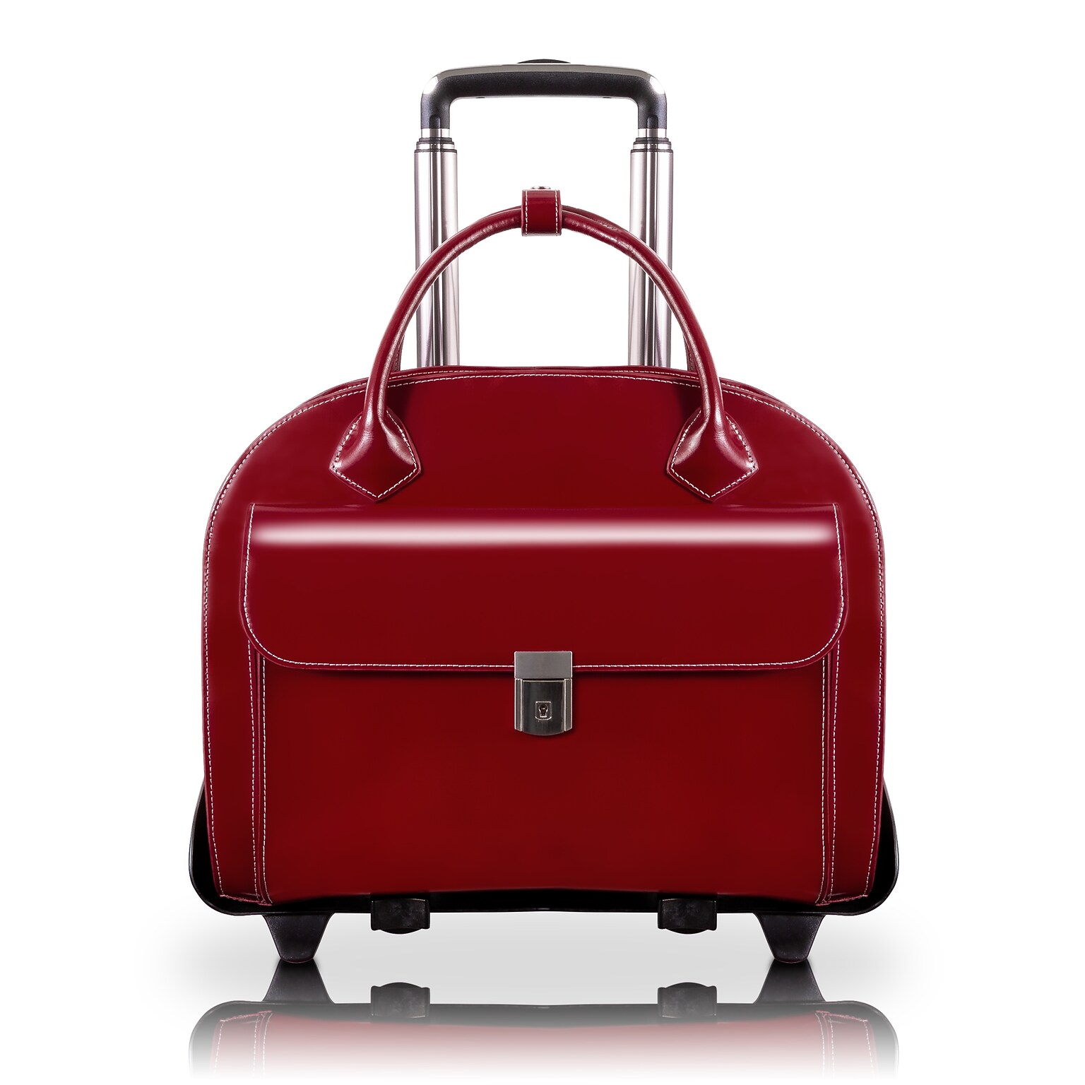 McKlein W Series Laptop Rolling Briefcase, Red Leather (94366)