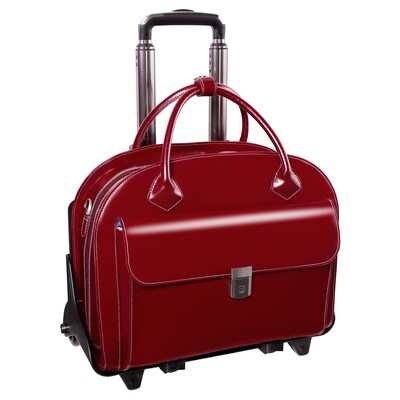 McKlein W Series Laptop Rolling Briefcase, Red Leather (94366)