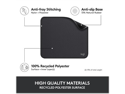 Logitech Studio Series Non-Skid Mouse Pad, Graphite (956-000035)