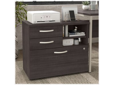Bush Business Furniture Hybrid 26" Office Storage Cabinet with Drawers and 2 Shelves, Storm Gray (HYF130SGSU-Z)