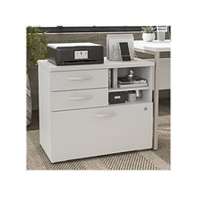 Bush Business Furniture Hybrid 26 Office Storage Cabinet with Drawers and 2 Shelves, White (HYF130W