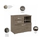 Bush Business Furniture Hybrid 26" Office Storage Cabinet with Drawers and 2 Shelves, Modern Hickory (HYF130MHSU-Z)