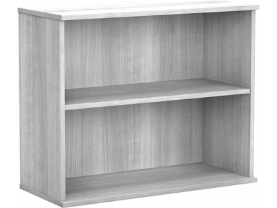 Bush Business Furniture Hybrid 29H 2-Shelf Bookcase with Adjustable Shelf, Platinum Gray Laminated
