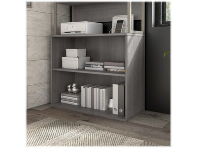 Bush Business Furniture Hybrid 29H 2-Shelf Bookcase with Adjustable Shelf, Platinum Gray Laminated