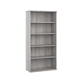 Bush Business Furniture Hybrid 73H 5-Shelf Bookcase with Adjustable Shelves, Platinum Gray Laminate