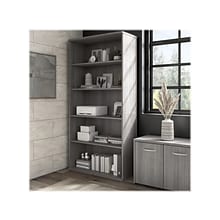 Bush Business Furniture Hybrid 73H 5-Shelf Bookcase with Adjustable Shelves, Platinum Gray Laminate