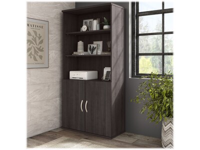 Bush Business Furniture Hybrid 73"H 5-Shelf Bookcase with Adjustable Shelves, Storm Gray Laminated Wood (HYB136SG-Z)