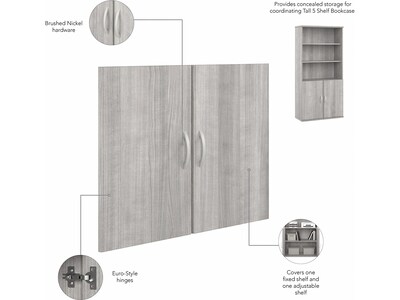 Bush Business Furniture Hybrid 73"H 5-Shelf Bookcase with Doors, Platinum Gray Laminated Wood (HYB024PG)