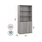 Bush Business Furniture Hybrid 73"H 5-Shelf Bookcase with Doors, Platinum Gray Laminated Wood (HYB024PG)