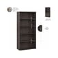 Bush Business Furniture Hybrid 73"H 5-Shelf Bookcase with Doors, Storm Gray Laminated Wood (HYB024SG)