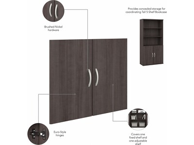 Bush Business Furniture Hybrid 73"H 5-Shelf Bookcase with Doors, Storm Gray Laminated Wood (HYB024SG)