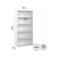 Bush Business Furniture Hybrid 73"H 5-Shelf Bookcase with Adjustable Shelves, White Laminated Wood (HYB136WH-Z)