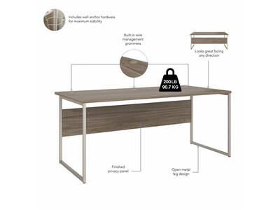Bush Business Furniture Hybrid 72"W Computer Table Desk with Metal Legs, Modern Hickory (HYD172MH)