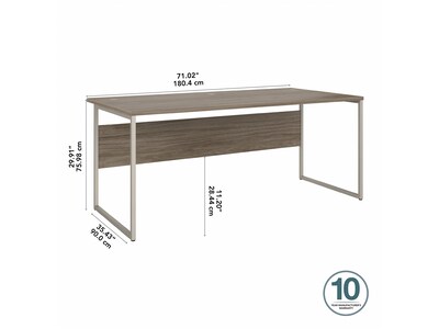 Bush Business Furniture Hybrid 72"W Computer Table Desk with Metal Legs, Modern Hickory (HYD172MH)