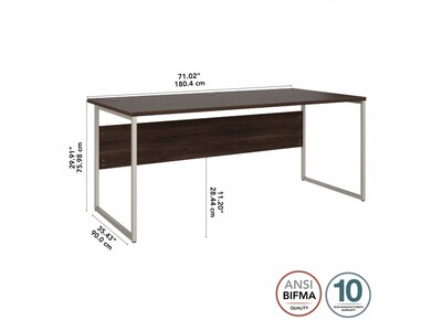 Bush Business Furniture Hybrid 72"W Computer Table Desk with Metal Legs, Black Walnut (HYD172BW)