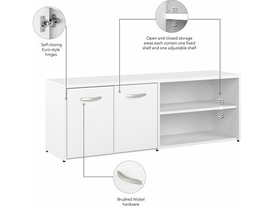 Bush Business Furniture Hybrid 21" Low Storage Cabinet with Doors and 6 Shelves, White (HYS160WH-Z)