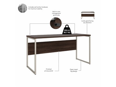 Bush Business Furniture Hybrid 60"W Computer Table Desk with Metal Legs, Black Walnut (HYD260BW)