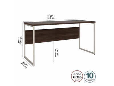 Bush Business Furniture Hybrid 60"W Computer Table Desk with Metal Legs, Black Walnut (HYD260BW)