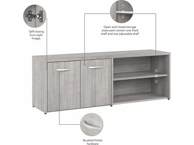 Bush Business Furniture Hybrid 21" Low Storage Cabinet with Doors and 6 Shelves, Platinum Gray (HYS160PG-Z)