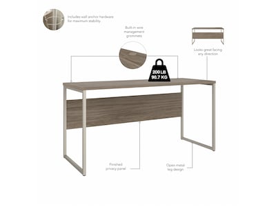 Bush Business Furniture Hybrid 60"W Computer Table Desk with Metal Legs, Modern Hickory (HYD260MH)