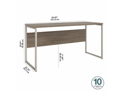 Bush Business Furniture Hybrid 60"W Computer Table Desk with Metal Legs, Modern Hickory (HYD260MH)