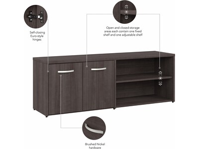 Bush Business Furniture Hybrid 21" Low Storage Cabinet with Doors and 6 Shelves, Storm Gray (HYS160SG-Z)