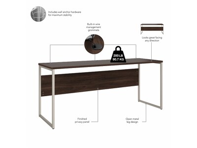 Bush Business Furniture Hybrid 72"W Computer Table Desk with Metal Legs, Black Walnut (HYD272BW)