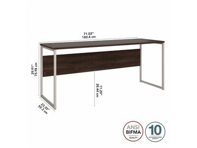 Bush Business Furniture Hybrid 72"W Computer Table Desk with Metal Legs, Black Walnut (HYD272BW)