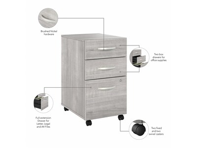 Bush Business Furniture Hybrid 3-Drawer Mobile Vertical File Cabinet, Letter/Legal Size, Lockable, Platinum Gray (HYF216PGSU-Z)