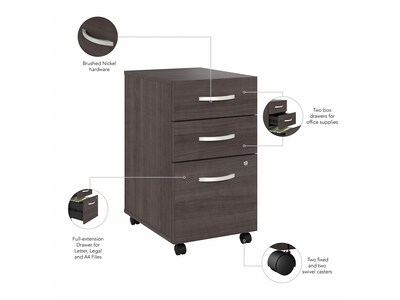 Bush Business Furniture Hybrid 3-Drawer Mobile Vertical File Cabinet, Letter/Legal Size, Lockable, Storm Gray (HYF216SGSU-Z)