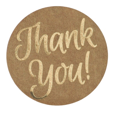 Great Papers! Foil Thank You Stickers on Kraft Paper, 1.57, 250 per roll (24261429)