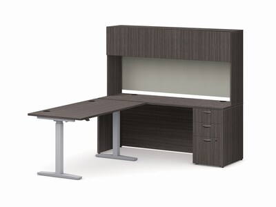 HON Mod 72 Executive Height-Adjustable Workstation with Storage, Slate Teak (HLPL8472HATHTCHSL1)