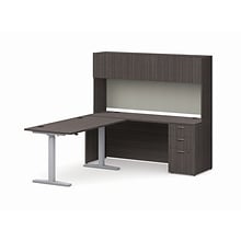 HON Mod 72 Executive Height-Adjustable Workstation with Storage, Slate Teak (HLPL8472HATHTCHSL1)