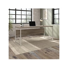 Bush Business Furniture Hybrid 72W Computer Table Desk with Metal Legs, Modern Hickory (HYD373MH)