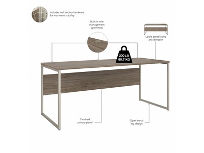 Bush Business Furniture Hybrid 72"W Computer Table Desk with Metal Legs, Modern Hickory (HYD373MH)