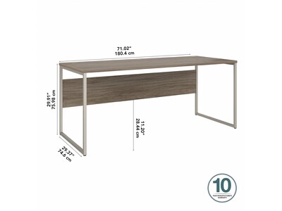 Bush Business Furniture Hybrid 72"W Computer Table Desk with Metal Legs, Modern Hickory (HYD373MH)