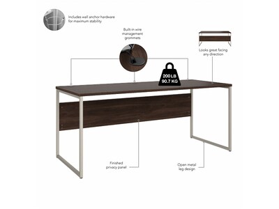 Bush Business Furniture Hybrid 72"W Computer Table Desk with Metal Legs, Black Walnut (HYD373BW)