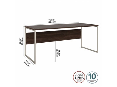 Bush Business Furniture Hybrid 72"W Computer Table Desk with Metal Legs, Black Walnut (HYD373BW)