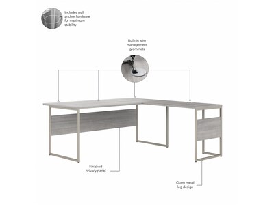 Bush Business Furniture Hybrid 72" W L-Shaped Table Desk with 3-Drawer Mobile File Cabinet Bundle, Platinum Gray (HYB010PGSU)