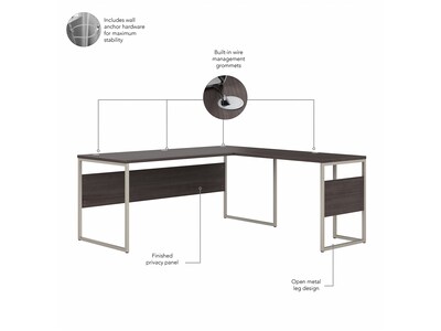 Bush Business Furniture Hybrid 72"W L Shaped Table Desk with 3 Drawer Mobile File Cabinet, Storm Gray (HYB010SGSU)