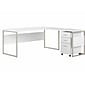 Bush Business Furniture Hybrid 72" W L-Shaped Table Desk with 3-Drawer Mobile File Cabinet Bundle, White (HYB010WHSU)