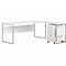 Bush Business Furniture Hybrid 72W L Shaped Table Desk with 3 Drawer Mobile File Cabinet, White (HY