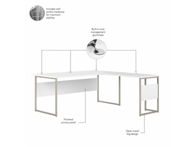 Bush Business Furniture Hybrid 72" W L-Shaped Table Desk with 3-Drawer Mobile File Cabinet Bundle, White (HYB010WHSU)