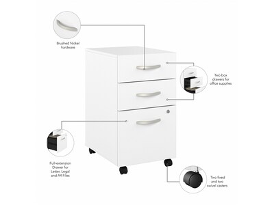 Bush Business Furniture Hybrid 72" W L-Shaped Table Desk with 3-Drawer Mobile File Cabinet Bundle, White (HYB010WHSU)