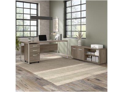 Bush Business Furniture Hybrid 72"W Computer Table Desk with Storage and Mobile File Cabinet, Modern Hickory (HYB014MHSU)