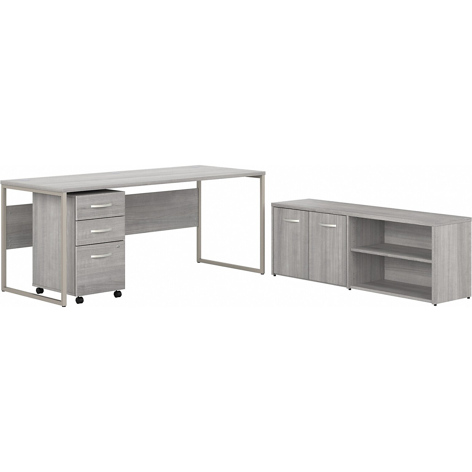 Bush Business Furniture Hybrid 72W Computer Table Desk with Storage and Mobile File Cabinet, Platinum Gray (HYB014PGSU)