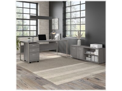 Bush Business Furniture Hybrid 72W Computer Table Desk with Storage and Mobile File Cabinet, Platin