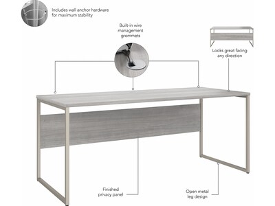 Bush Business Furniture Hybrid 72"W Computer Table Desk with Storage and Mobile File Cabinet, Platinum Gray (HYB014PGSU)