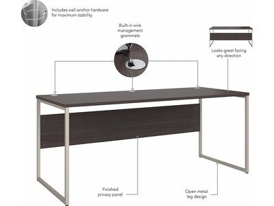 Bush Business Furniture Hybrid 72" W Computer Table Desk with Storage and Mobile File Cabinet Bundle, Storm Gray (HYB014SGSU)